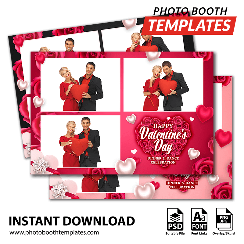 Rosy Valentine 3-pose Postcard