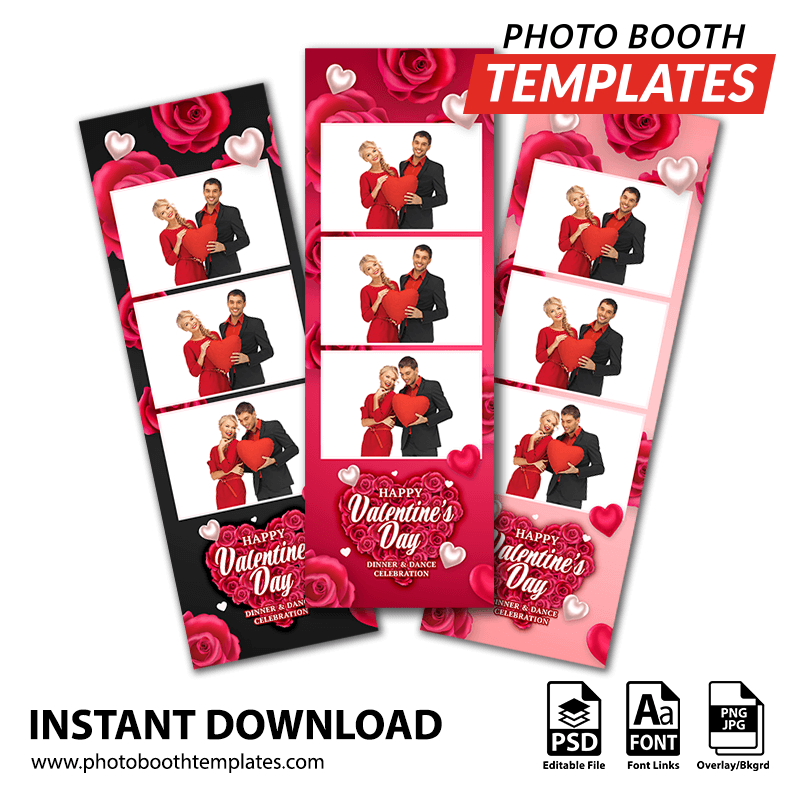 Rosy Valentine 3-up Strips