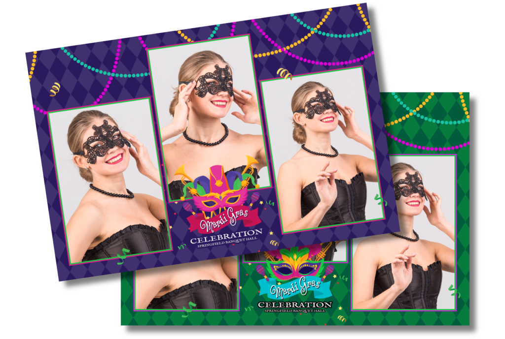 Illustrations Festive Mardi Gras photo booth templates