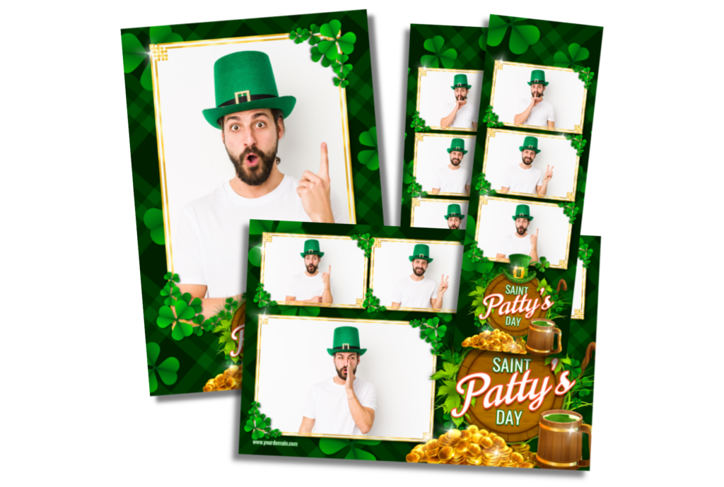 Elegant Irish celebration photo booth template with Celtic patterns and festive typography