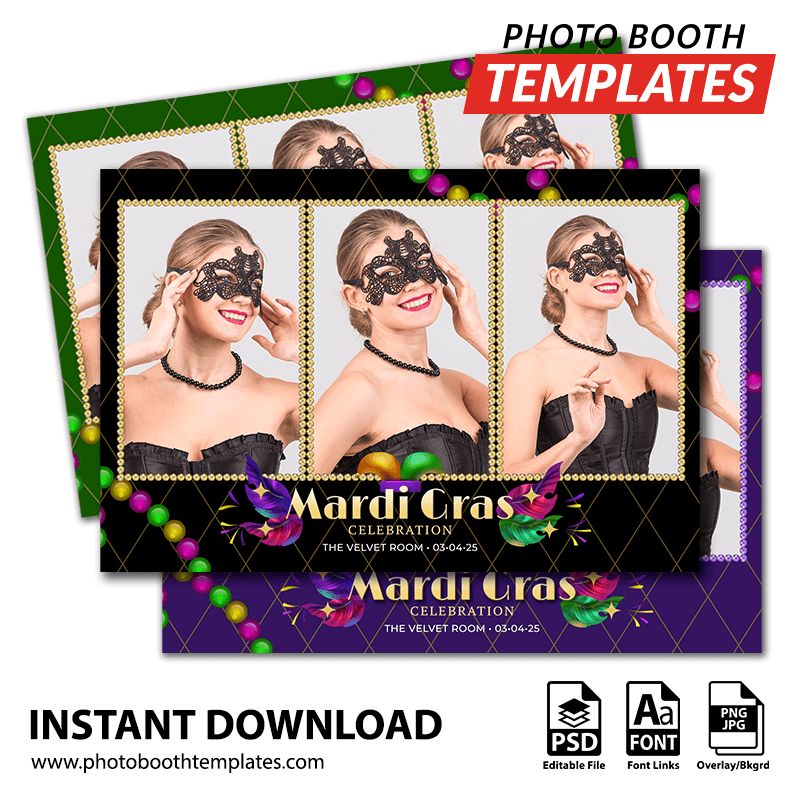 Mardi Gras Festival 3-pose Postcard