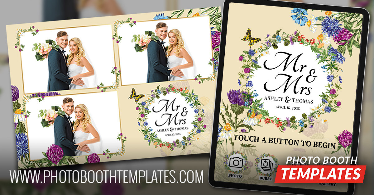 elegant wildflower wedding photo booth templates