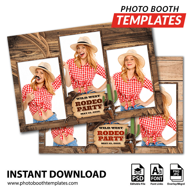 Western Roundup 3-pose Postcard