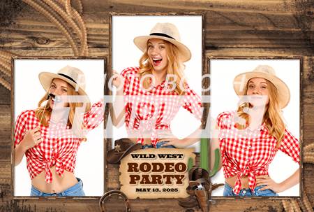 Western Roundup 3-pose Postcard