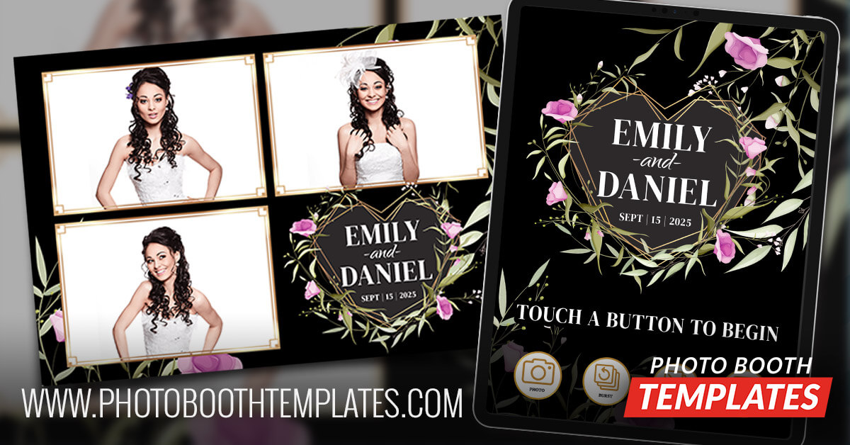 elegant floral wildflower wedding photo booth templates