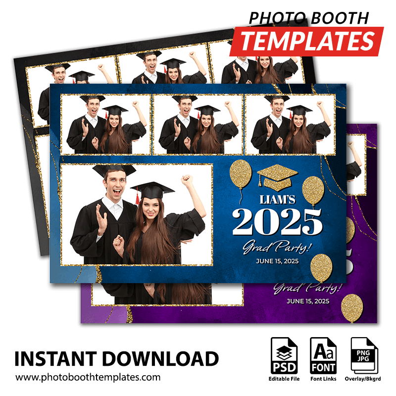 Graduation Glitter 4-pose Postcard