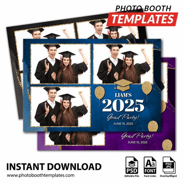 Graduation Glitter 3-pose Postcard