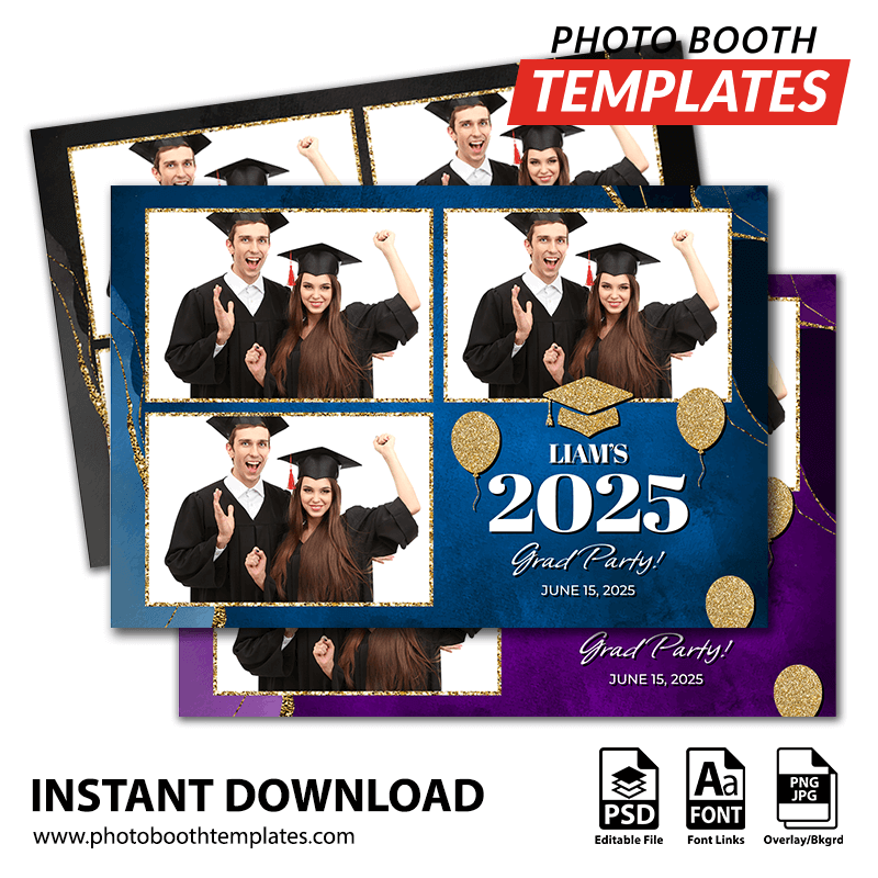 Graduation Glitter 3-pose Postcard