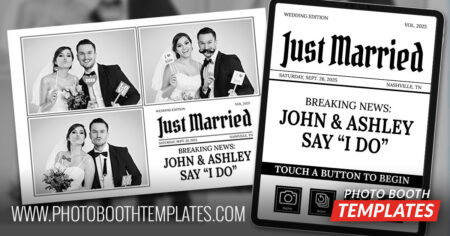 Photo Booth Templates – No Design Stress, Instant Download 16 vintage newspaper wedding photo booth templates
