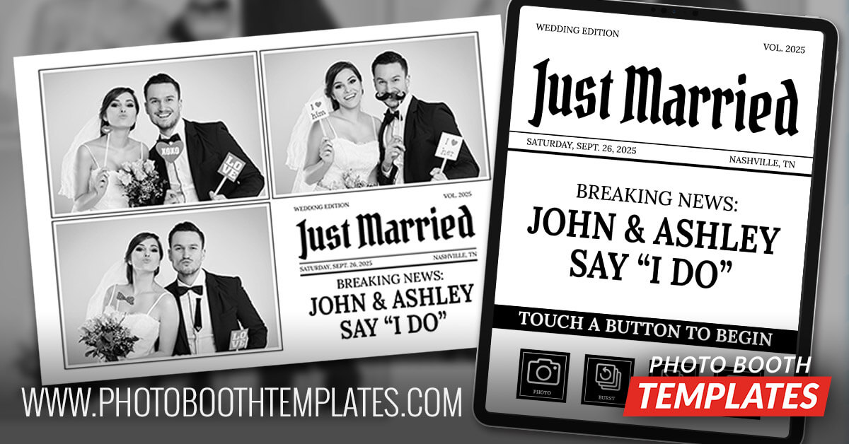 vintage newspaper wedding photo booth templates