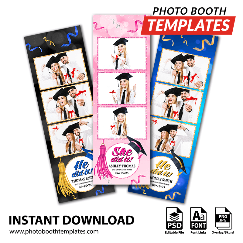 Glittering Graduation 3-up Strips