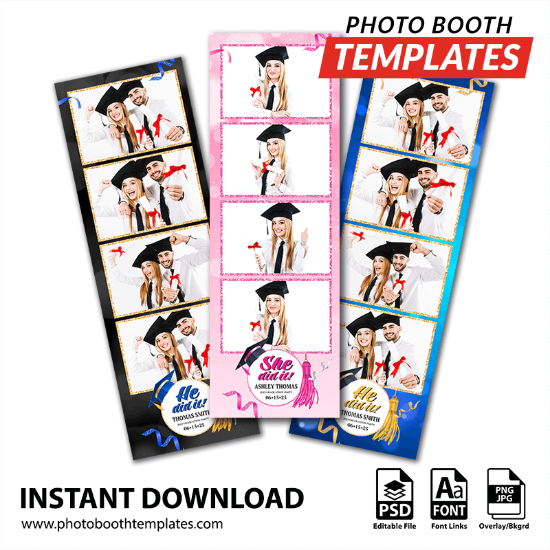 Glittering Graduation 4-up Strips