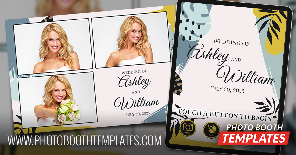 elegant tropical wedding photo booth template overlay with screens