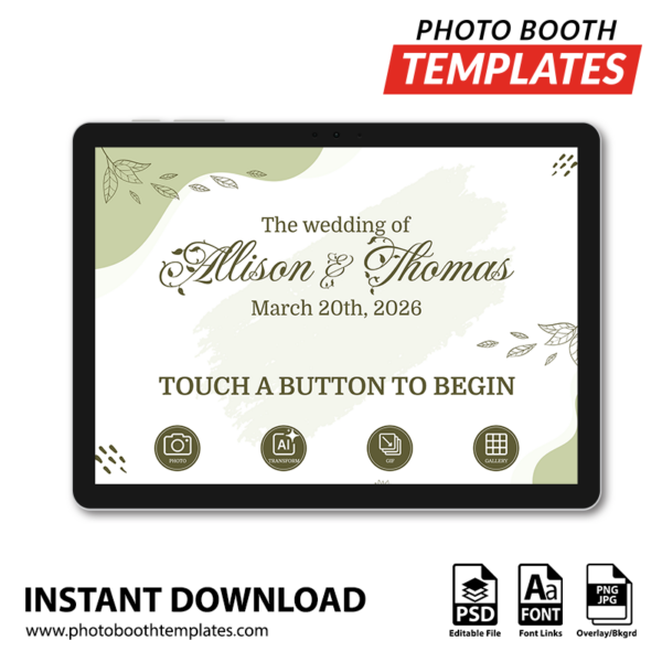 Hand Drawn Wedding PC Welcome Screens Photo Booth Templates