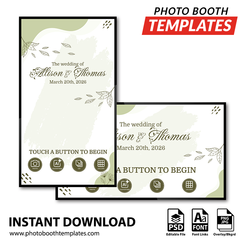 Hand Drawn Wedding PC Welcome Screens Photo Booth Templates