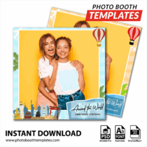 360 Photo Booth Template Overlays 8 Around the World Square