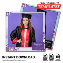 360 Photo Booth Template Overlays 5 Floral Graduation Square