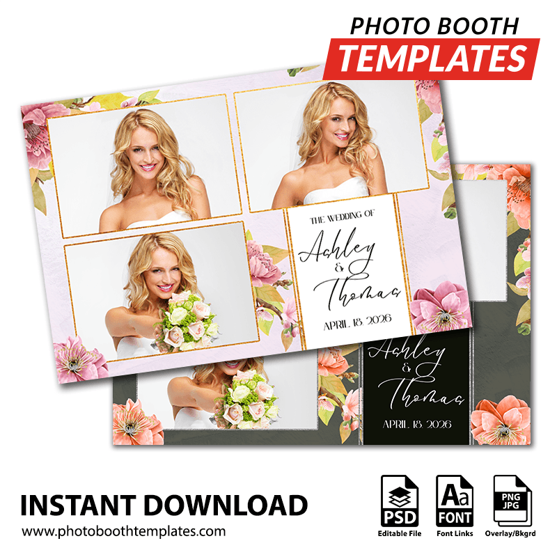 Botanical Cherry Blossom 3-pose Postcard 1 Botanical Cherry Blossom 3-pose Postcard