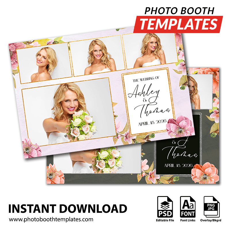 Botanical Cherry Blossom 4-pose Postcard 1 Botanical Cherry Blossom 4-pose Postcard