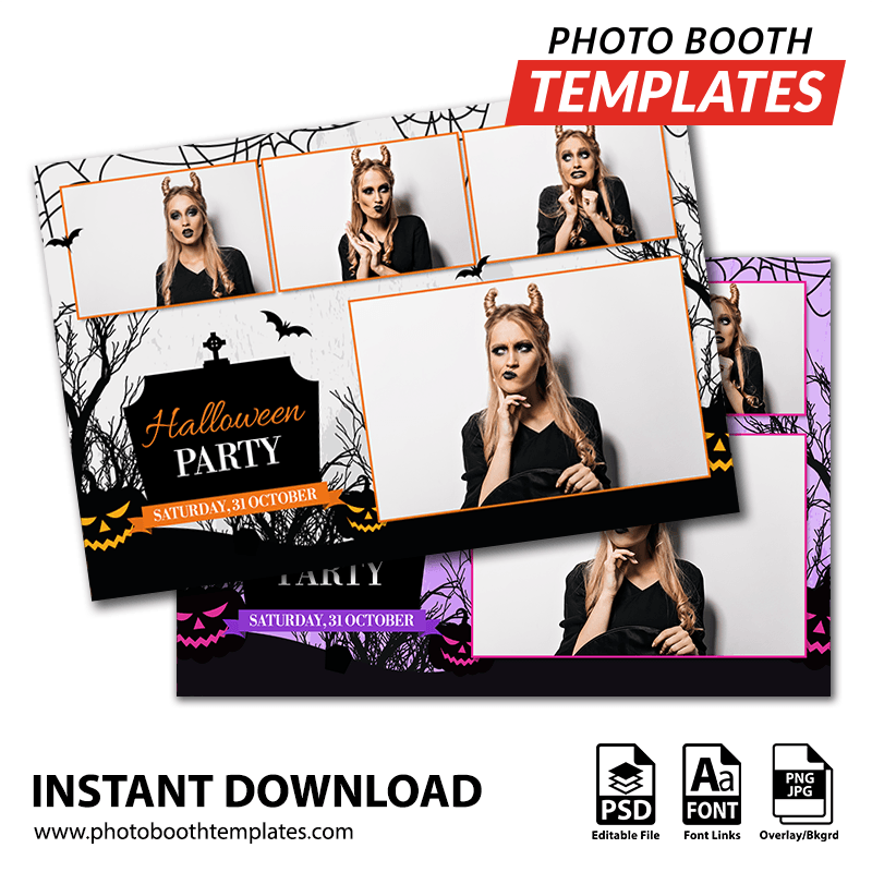 Spooky Halloween 4-pose Postcard 1 Spooky Halloween 4-pose Postcard