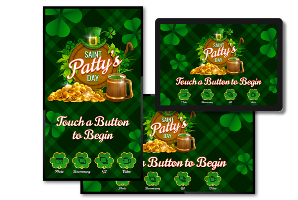 Elegant Irish celebration photo booth template with Celtic patterns and festive typography